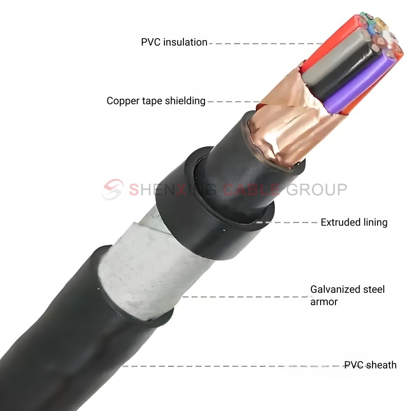 Multi-core armored control flexible cable